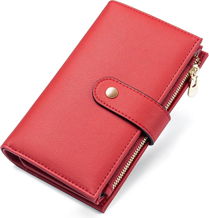 yiijay Womens Wallet RFID Blocking Leather Trifold Clutch Wallet Credit Card Holder Ladies Travel Wallet Purse with Pen Holder