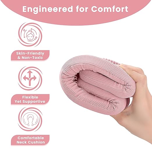 Neck Brace for Neck Pain and Support, Neck Support for Pain Breathable Cervicorrect Brace Adjustable Soft Silicone Foam, Cervical Collar for Sleeping, Relieving Spinal Pressure (Pink)
