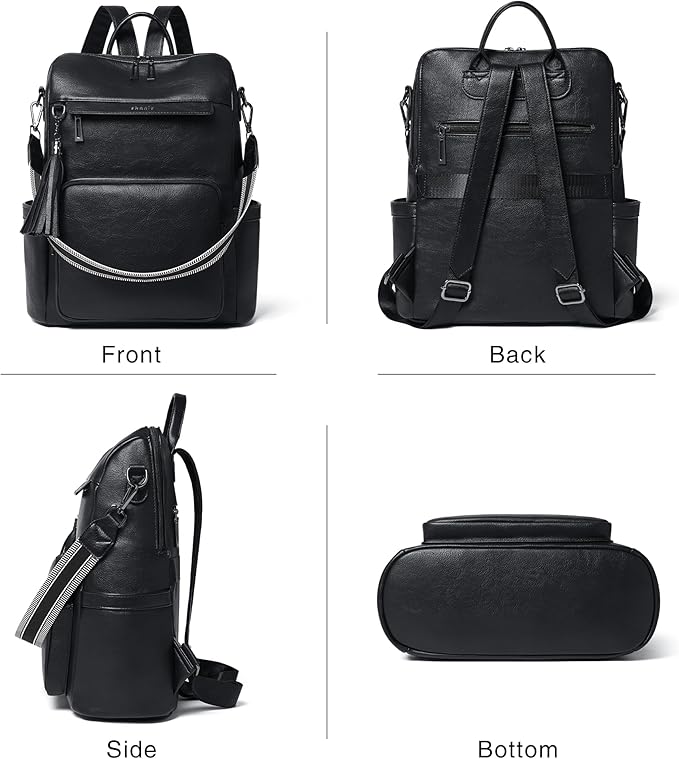 Shrrie Vegan Leather Laptop Backpack for Women 15.6 inch Work Backpack Fashion Travel Backpack Purse for Travel College Work