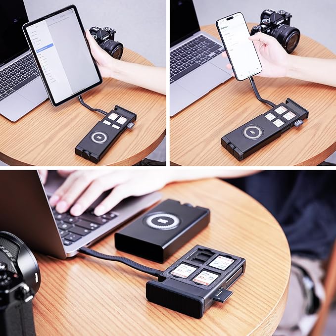 JJC Memory Card Reader Holder, High-Speed SD Card Reader w USB 3.1 Gen 2 Type-C Interface, 24 EVA Slots for 8 SD & 16 Micro SD Card, Multiple SD TF Card Case for Cameras/Smartphones/Drones-Gray