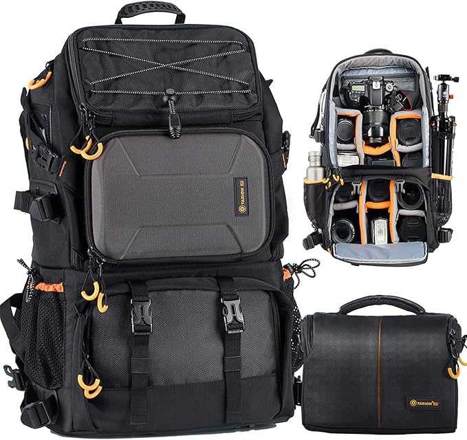 TARION 27L Extra Large Camera Backpack - 2 in 1 Professional Camera Bags for Photographers with 15.6" Laptop Compartment & Waterproof Raincover & Tripod Holder (PB01)