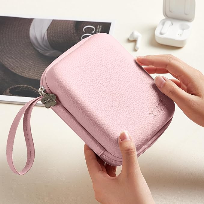 Charger Case for Macbook, Portable Tech Electronic Organizer Bag, Small Travel Storage Pouch for Laptop Accessories, MacBook Power Adapter, Charging Cords, USB Drives, Power Bank (Pink, L)