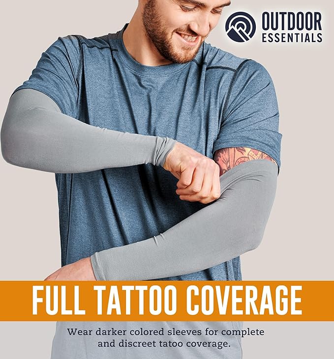 OutdoorEssentials UV Sun Sleeves for Men & Women, Cooling Arm Sleeves UPF 50+ | Golf, Tattoo Cover Up, Sun Protection