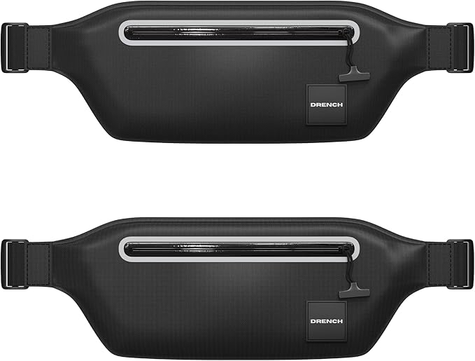 Drench 2-Pack 100% Waterproof Fanny Pack – IPX8 Submersible Dry Bag Waist Pouch & Waterproof Phone Case for Swimming, Boating, Kayaking, SUP & Snorkeling – Underwater Floating Belt Bag Set, Black
