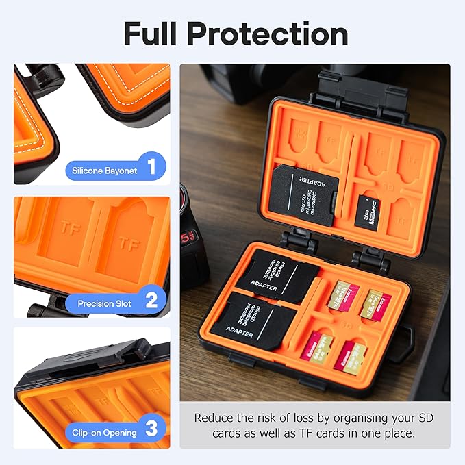 Tomat 24 Slots Mirco SD Card Case Water-Resistant Anti-Shock Card Storage Case for DJI Mini 5 pro/Mini 4k/Mini 3/Pocket 3/Osmo Action and RC, Support 8 SD Cards 14 Micro Cards and 2 Nano Sim Cards