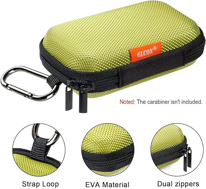 Rectangle Shaped Portable Protection Hard EVA Case, Mesh Inner Pocket, Zipper Enclosure, Lightweight Small Universal Carrying Bag Wired/Bluetooth Headset Charger Change Purse (Green)