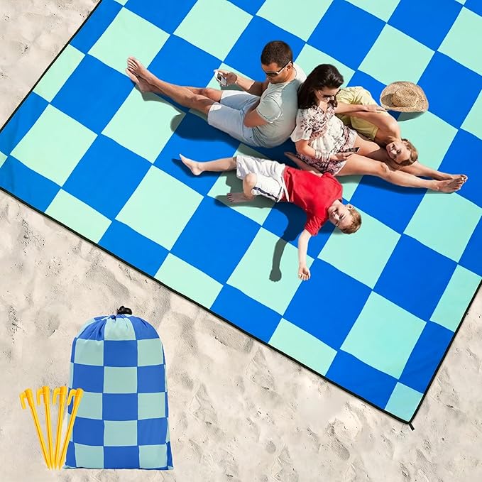 HIHOHO Beach Blanket Waterproof Sandproof Extra Large Beach Mat 79" X 83"/120"x108"for 1-8 Adults Quick Drying Durable Outdoor Picnic Mat for Beach Travel Camping Hiking