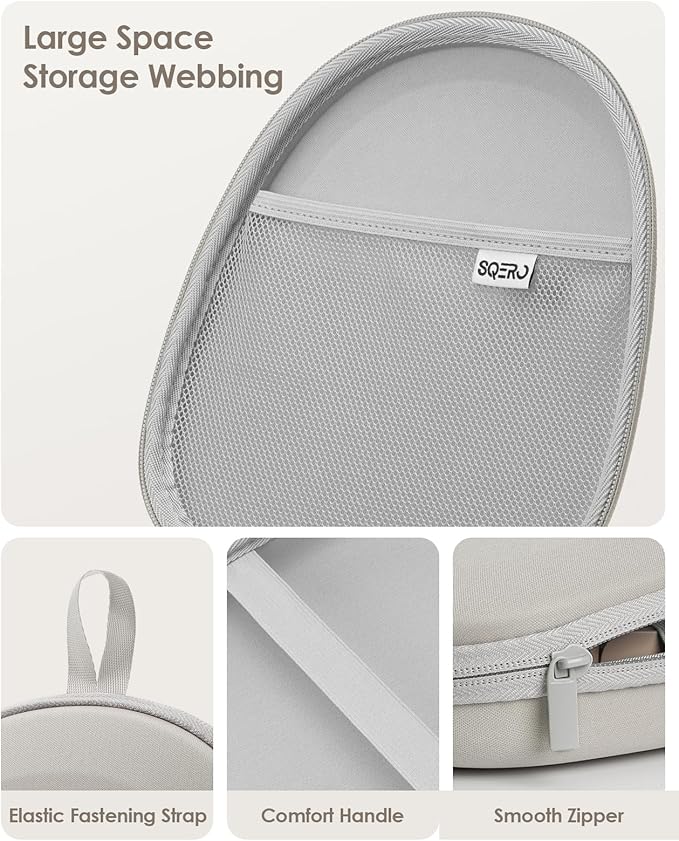 Headphone Case Hard Shell Super-Slim for Sony/JBL/Bose/Soundcore Anker/BERIBES KVIDIO TOZO JLab Over-Ear Headphones Universal Portable Travel Organizer Bag (Beige)