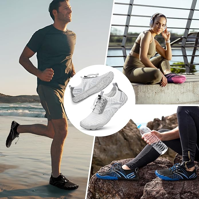 ATHMILE Hiking Barefoot Water Shoes for Women Men Beach Swim Aqua Pool River Quick Dry Athletic Wide Toe Outdoor Sport Kayaking Boating Rock Climbing Yoga Lake