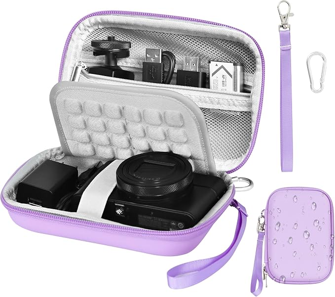 EMART Digital Camera Case, Small Camera Bag(Fit Camera Size<6"x4"x0.9") for VAHOIALD FHD 1080P/KODAK PIXPRO FZ55/CAMKORY/Lecran, Camera Carrying Case with EVA Anti-Shock Bubble(Case Only)-Purple