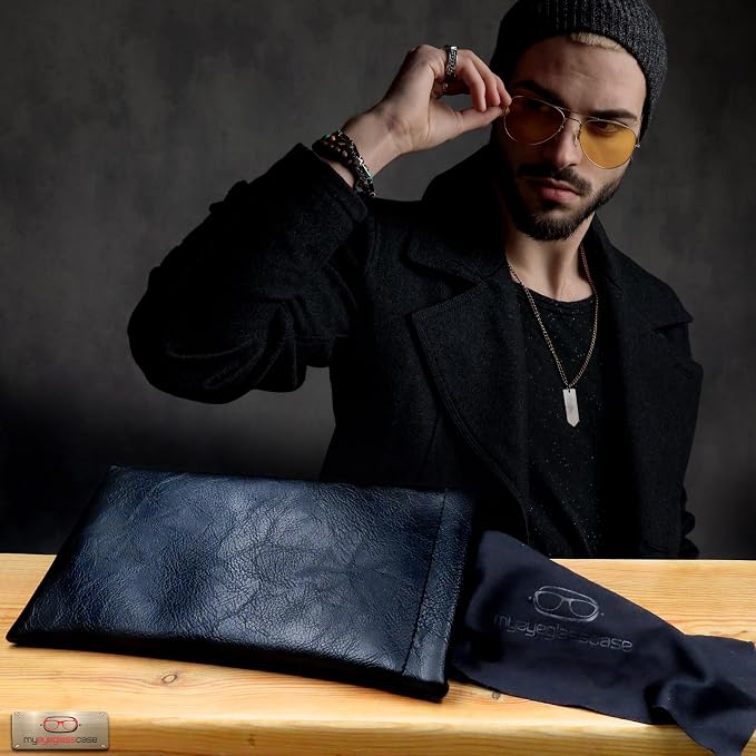 Soft Sunglasses case | Large Glasses Case Holder - Eyeglass Pouch Squeeze Top | Glasses pouch Lightweight Extra Layers
