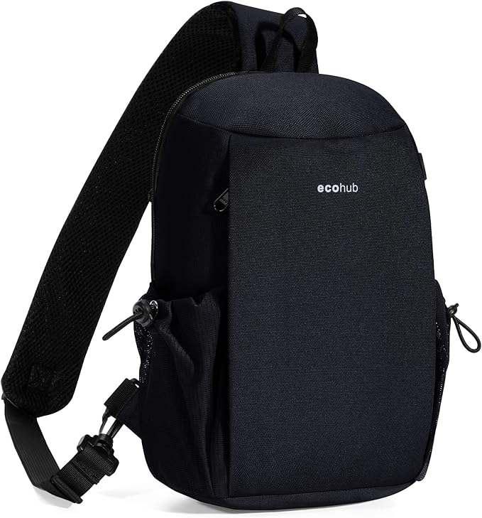 ECOHUB Sling Bag for Women Men Anti Theft Crossbody Bags Travel Purses Anti Theft Crossbody Hiking Backpacking Packs, Black