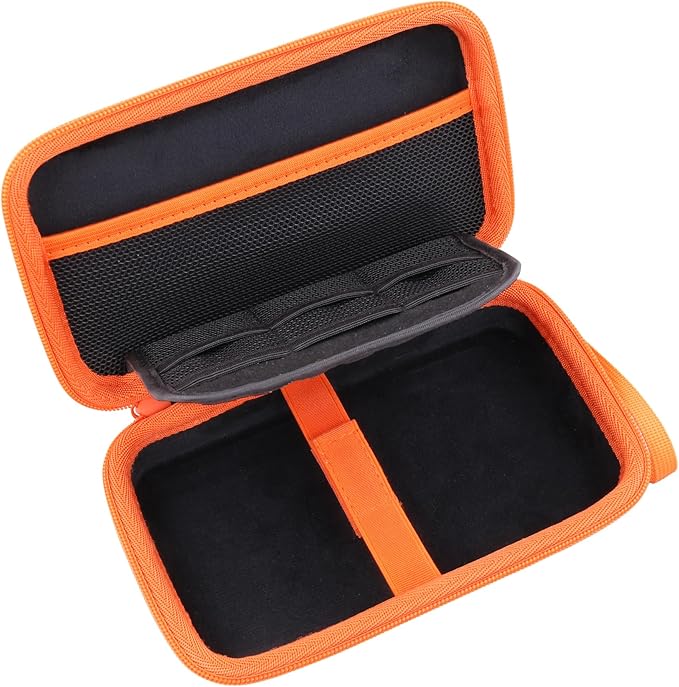 co2CREA Hard Case Replacement for Wildgame Innovations Trail Pad VU60 / Stealth Cam SD Card Reader Viewer 4.3" LCD Screen, Black Case + Orange Zipper