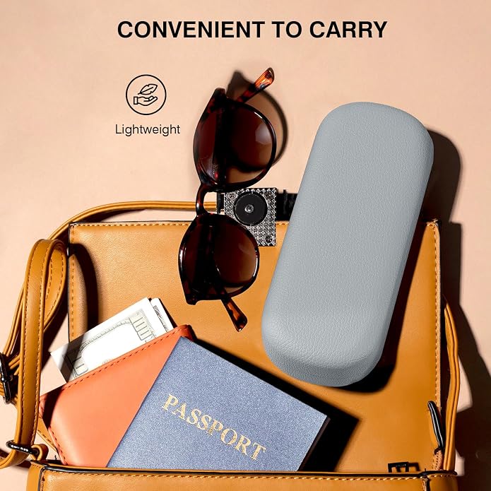Marvolia Glasses Case Large Hard Shell Eyeglasses Case PU Leather Protective Case for Sunglasses Eyeglasses