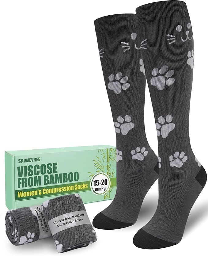 Compression Socks for Women 15-20 mmHg, Viscose from Bamboo, 3-Pair Knee High for Flying, Work & All-Day Comfort