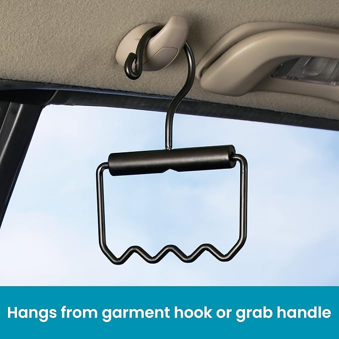High Road Heavy Duty Car Hanger - Set of 2 Solid Metal Car Clothes Hangers with Carry Handle and Hooks for Dry Cleaning, Moving and Road Trips