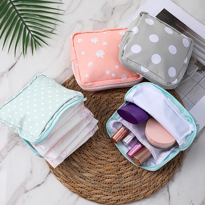 ElevateTech Sanitary Napkin Storage Bags, 4 Pcs Pad Bag for Period Tampon Bags Portable Menstrual Pad Pouch Feminine Pouch First Period Bag Gifts for Women