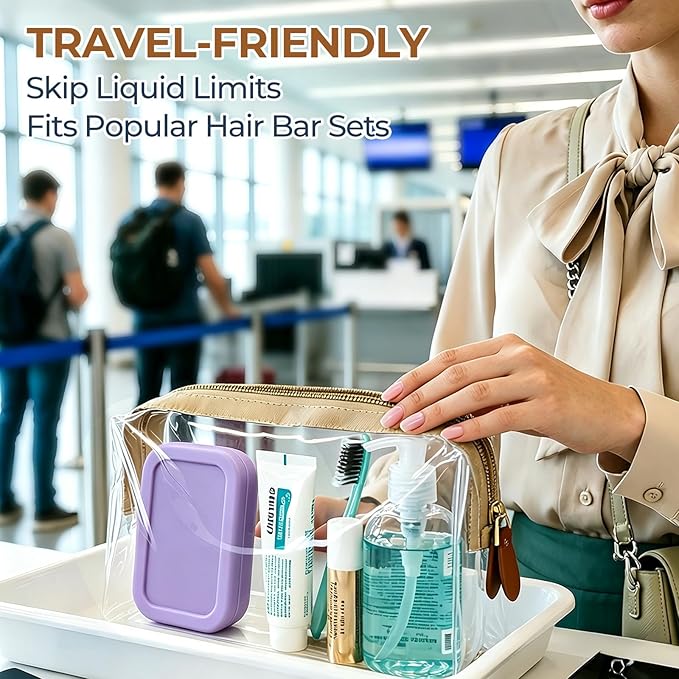 AIMAIAIMAI Silicone Shampoo Bar Travel Case with Drain Pad – Leak Proof Bar Soap Travel Case for 2 Bars, Shampoo & Conditioner Bar Holder for Camping, Gym | 1 Pack, Light Purple