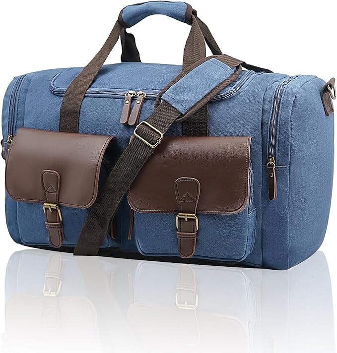 Men's Weekender Duffle Bag - Vintage Overnight & Gym Bag with Multi-Compartments, Carry-On Approved for Travel