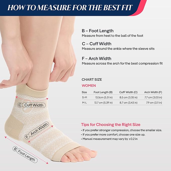 COOLMATE Ankle Support Light Compression Socks for Women and Men, Toeless Arch Support Sleeve for Running, Walking, Workout
