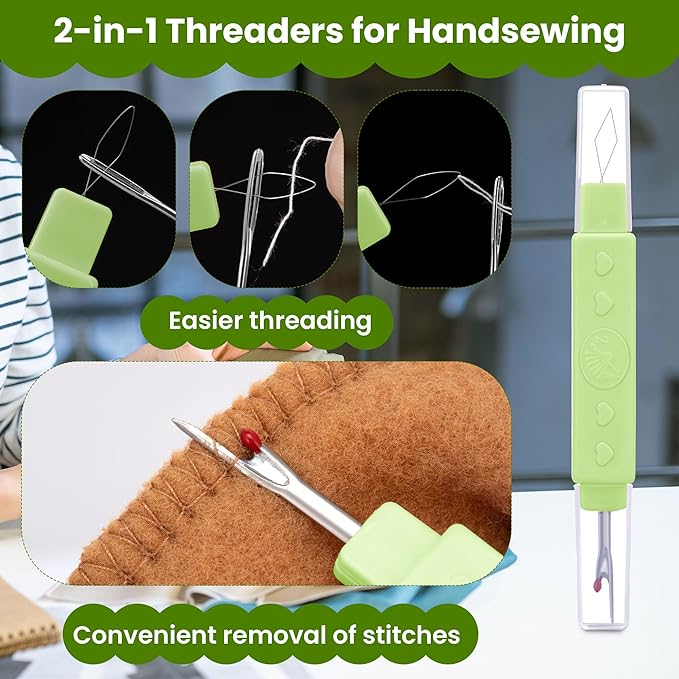 Protable Magnetic Sewing Needles Including 5 Size 35PCS Sewing Sharp Needles Large Eye Hand Quilting Needles Stainless Embroidery Needles with 2 in 1 Needle Threaders Seam Ripper for Sewing Repair