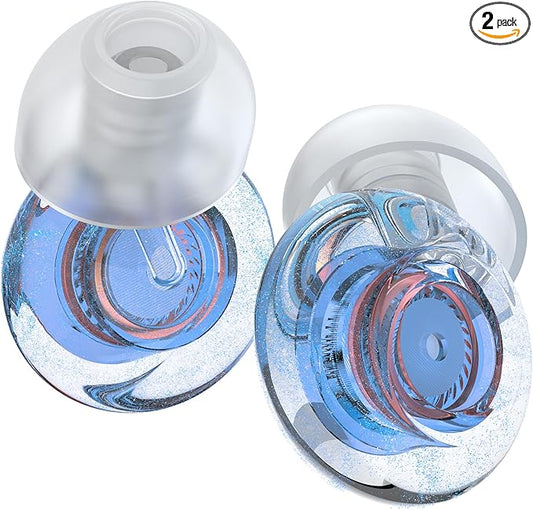 Yawsoy Ear Plugs for Concerts, 2 Pack High Fidelity Ear Plugs, Reusable Silicone Earplugs for Concert, Rave, Work, Musicians, 5 Pair Ear Tips, 18-25 dB Concert Ear Plugs for Noise Cancelling(Blue)