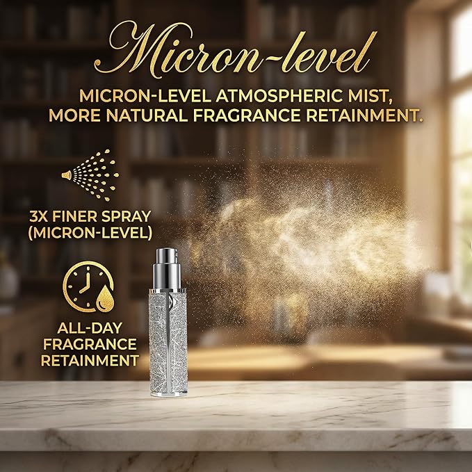 Luxury Travel Perfume Bottle Refillable 5ML, Leak-Proof Perfume Atomizer with Bottom Fill, Portable Mini Travel Size Cologne Sprayer for Men & Women, TSA Approved Empty Spray Bottles for Fragrance
