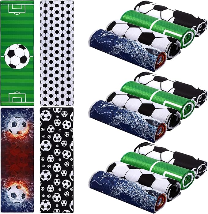 Tudomro 16 Pcs Sports Soccer Cooling Towels Soccer Breathable Chilly Cooling Towel for Neck and Face 30" x 9" Microfiber Sport Rag for Players Team Gift Sport Party Favors
