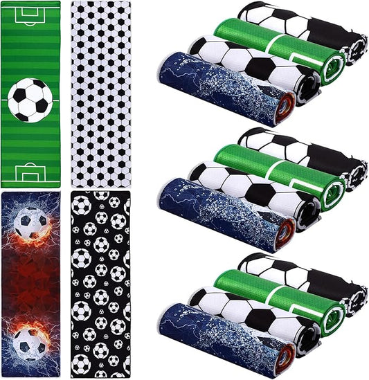 Tudomro 16 Pcs Sports Soccer Cooling Towels Soccer Breathable Chilly Cooling Towel for Neck and Face 30" x 9" Microfiber Sport Rag for Players Team Gift Sport Party Favors