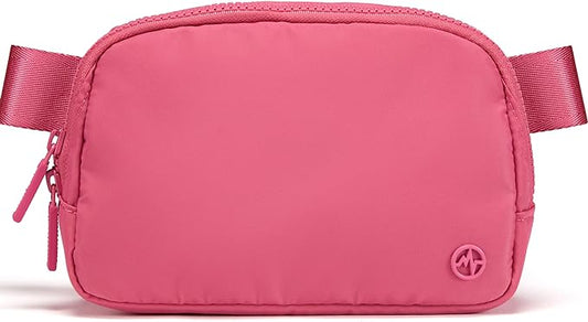 Pander Two Way Zipper Fanny Pack Nylon Everywhere Belt Bag for Women, Water Repellent Waist Packs, Crossbody Bags with Adjustable Strap (Hot Pink).