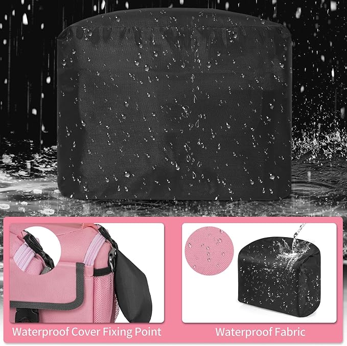 GMAK Camera Carrying Bag, Anti-Shock Camera Case Bag with Water-resistant Rain Cover Compatible for Canon EOS R50 M50 Powershot SX540 SX70, Nikon Coolpix L340 B700 P610, Sony a6100 a6400, Fuji XS10