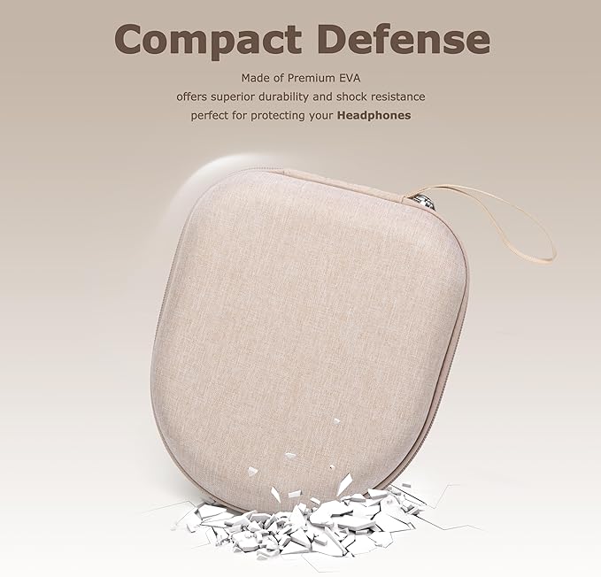 Ginsco Universal Headphone Case Compatible with JBL Tune 510BT 720BT, Sony WH-CH 720N/WH-CH520, with Sony/JBL/Soundcore Life Q20i Q30/BERIBES/TOZO/KVIDIO etc Wireless Headphones Beige