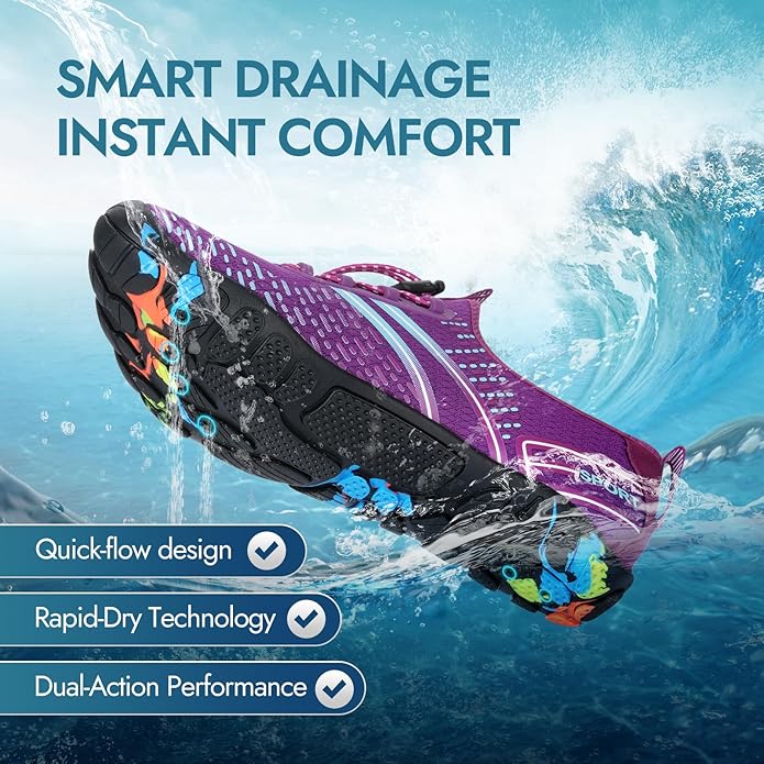 ATHMILE Hiking Barefoot Water Shoes for Women Men Beach Swim Aqua Pool River Quick Dry Athletic Wide Toe Outdoor Sport Kayaking Boating Rock Climbing Yoga Lake