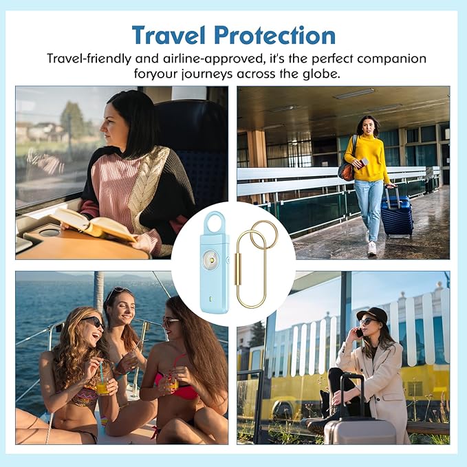 Rechargeable Personal Alarm for Women - Christmas Birthday Gifts for Women, Daughter, College Student, Teen Girl, Elders, Kids, Siren Alarm, Safety Keychain, USB Charging, Aqua