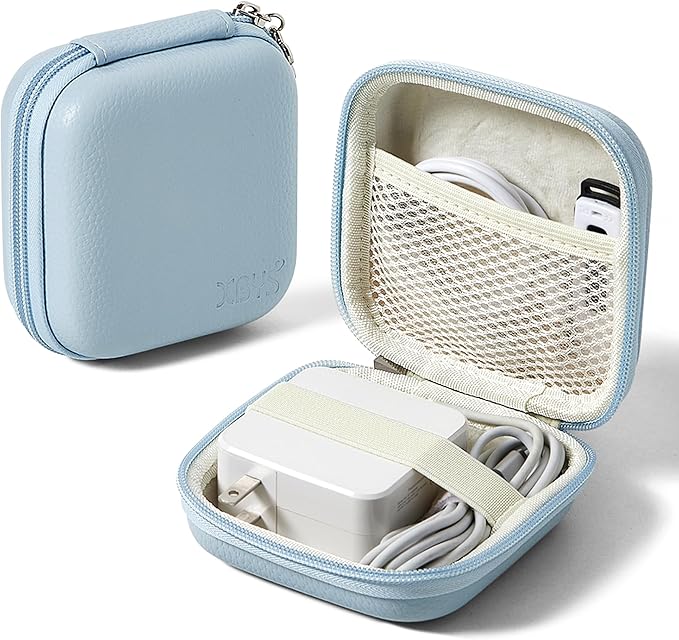 Charger Case for Macbook, Portable Tech Electronic Organizer Bag, Small Travel Storage Pouch for Laptop Accessories, MacBook Power Adapter, Charging Cords, USB Drives, Power Bank (Blue, M)