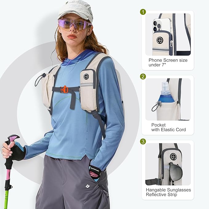 FIORETTO 10L Hiking Backpack for Women Men Mini Packable Backpack Lightweight Small Daypack for Camping Travel Outdoor, Beige and Green