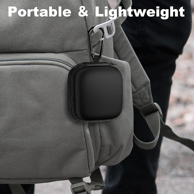 2Pack Square Earbud Case Portable EVA Carrying Case Storage Bag Cell Phone Accessories Organizer with Carabiner for Earphone, Earbud, Earpieces, SD Memory Card, Camera Chips, Black/Purple