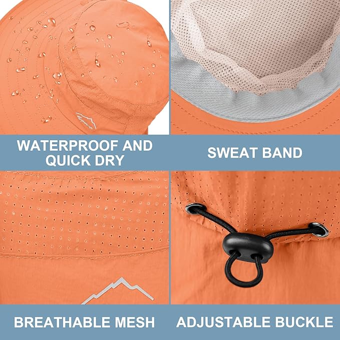 Sun Hat for Men Women with Neck Flap,UPF 50+ UV Protective Hiking Fishing Hats,Wide Brim Sun Hat for Women&Men