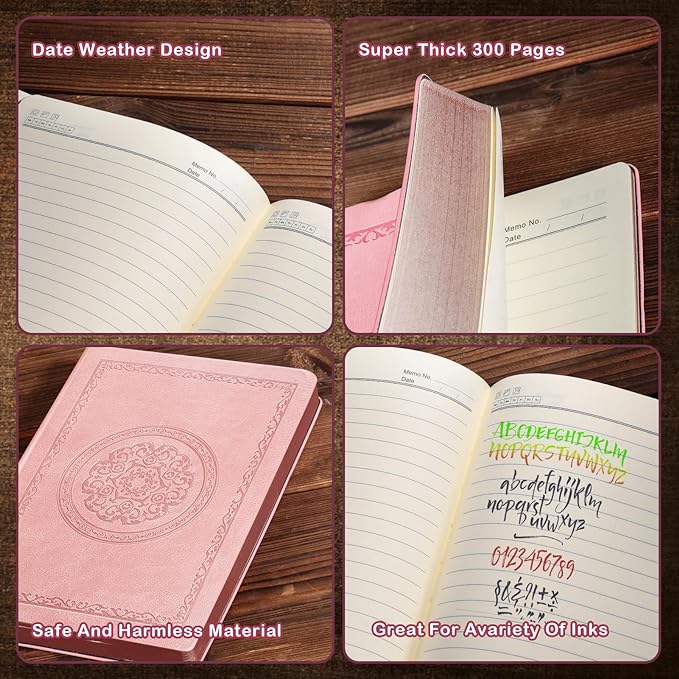Fetinar 2026 Leather Vintage Journal Notebook,300 Pages,Leather Softcover Lined Journal Notebooks for Women Men,Notebook Journals for Writing Travel,Business,Office,7.1'' X 9.8''