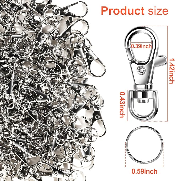 LEOBRO 100PCS Lobster Claw Clasps and Key Rings, Keychain Making Kit - 50PCS Keychain Clips and 50PCS Key Chain Ring, for Key Chains, Crafts, Lanyard, Key, Jewelry Making