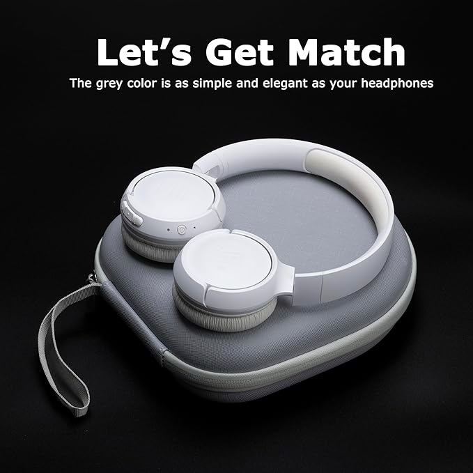 Ginsco Universal Headphone Case Compatible with JBL Tune 510BT 720BT, Sony WH-CH 720N/WH-CH520, with Bose/JBL/Soundcore Life Q20i Q30/BERIBES/TOZO/KVIDIO etc. Waterproof Carrying Case (Gray White)