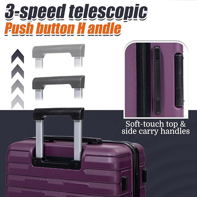 Cosbarn Luggage Sets 5 Piece Suitcases with Wheels, Suitcase Set ABS Hard Case Luggage with Spinner Wheels Durable Travel Luggage