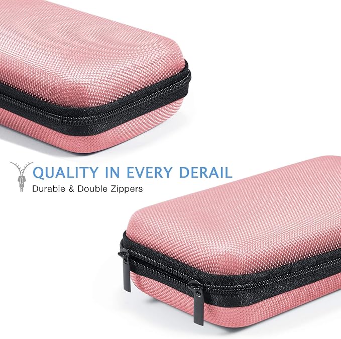Cell Phone Carrying Case - Portable Hard EVA Charger Case - High Protection Small Zipper Travel Pouch Storage Bag Electronic Organizer for Battery, GPS, Hard Drive, Charging Cable, Cord - Pink