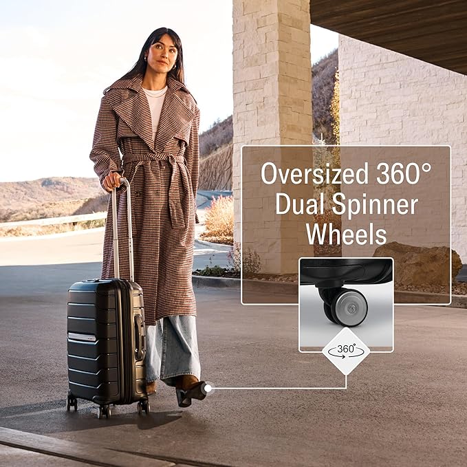 Samsonite Freeform 24-Inch Medium Luggage with Dual 360° Spinner Wheels - Checked Suitcase - TSA Lock, Airline-Approved - Lightweight Durable Polypropylene Expandable Hardshell - Navy
