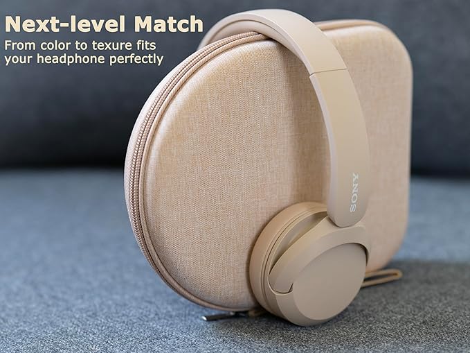 Ginsco Case Compatible with JBL Tune 510BT/520BT/500BT with Sony WH-CH520/510, Ultra-Slim Hard Shell Headphone Case for On Ear Headphones (Beige)