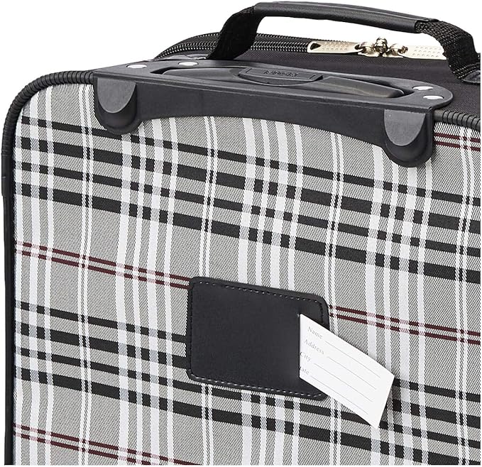 Rockland Fashion Softside 2 Piece Luggage Set, Expandable, (14" Tote/19" Upright), Black Cross