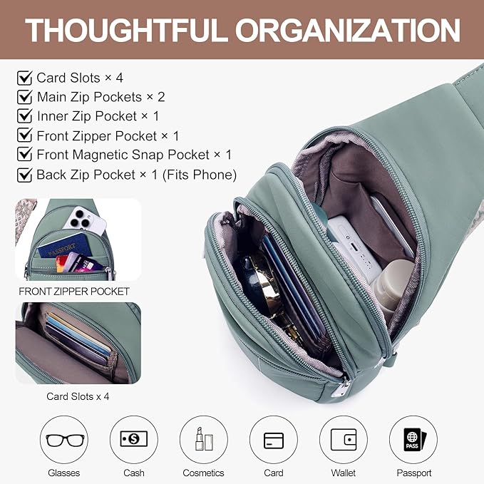 Small Sling Bag for Women, Puffer Crossbody Bag Anti Theft Travel RFID Purses Fanny Packs for Travel Hiking