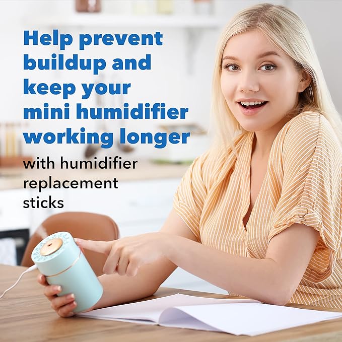 IMPRESA Humidifier Refill Sticks - 4 in x 0.3 in, Pack of 100 - Fast Soak Porous Absorption with Cotton Filter Sticks - Universal Fit & Filter for Mini Humidifier & Diffuser