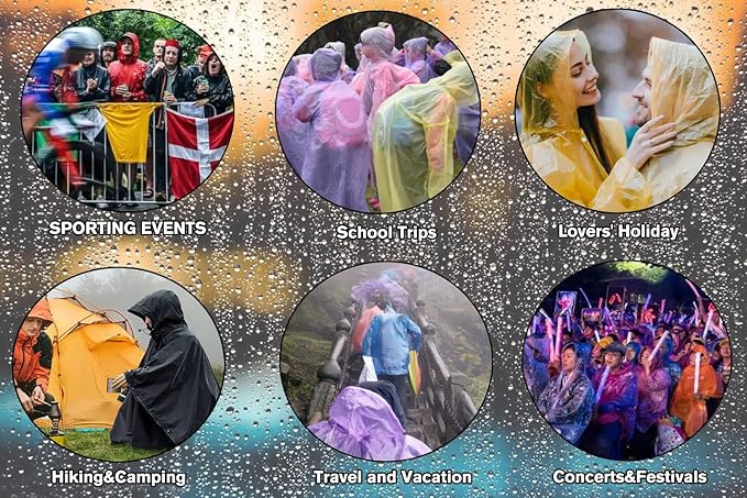 YDYJKI 2 Pack Waterproof Rain Ponchos for Adults-Reusable Emergency Raincoats with Hoodand Drawstring -Lightweight Ponchos