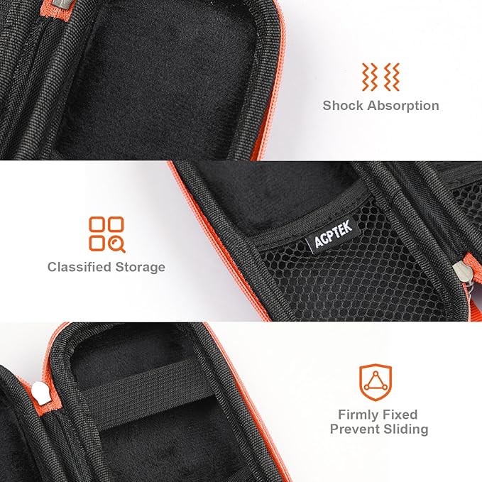 AGPTEK Carrying Case, EVA Zipper Carrying Hard Case Cover for Digital Voice Recorders, MP3 Players, Storage Holder for 3D Printing Pen, USB Cable, Earphones, Memory Cards, U Disk, Orange